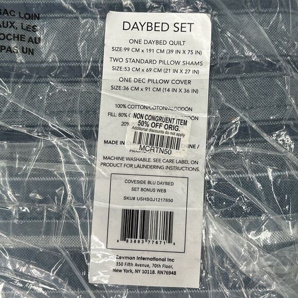 NWT Nautica Grey Blue Striped Quilted Comforter Home Decor - Picture 2 of 3